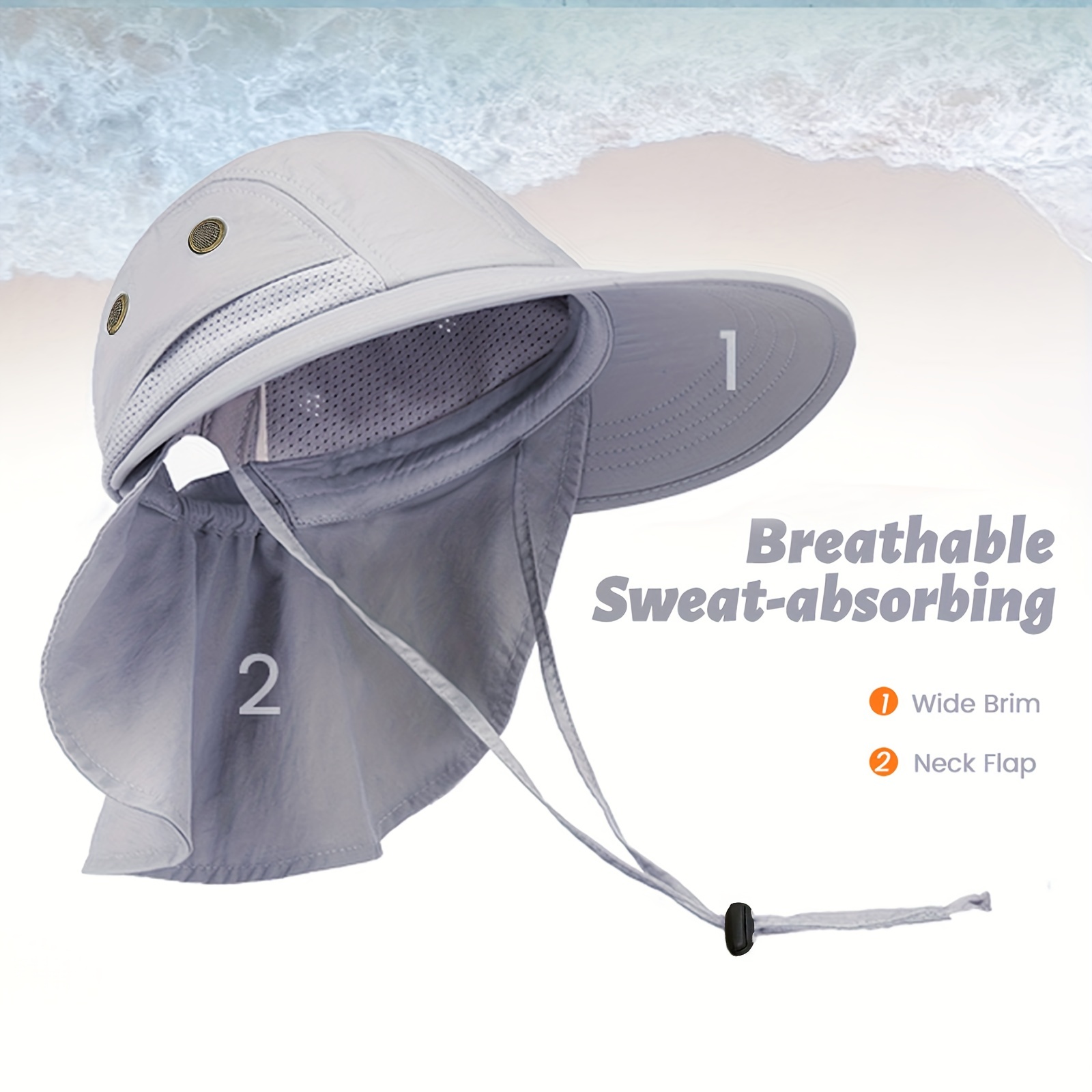 Men's Fishing Hat Sun Protection Hat With Neck Flap Outdoor Sun