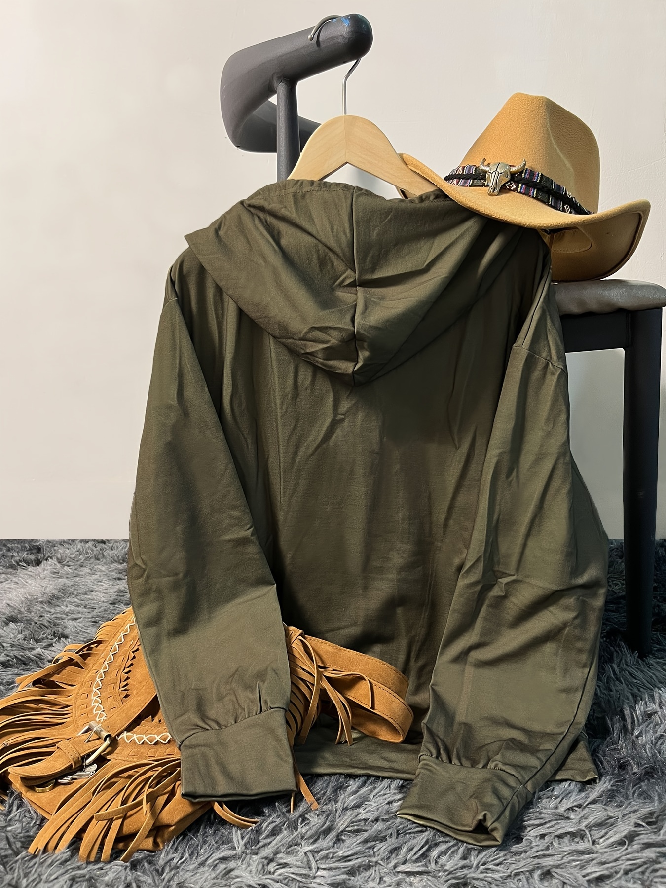 western ethnic print button drawstring hoodie vintage long sleeve pocket sweatshirt womens clothing details 2