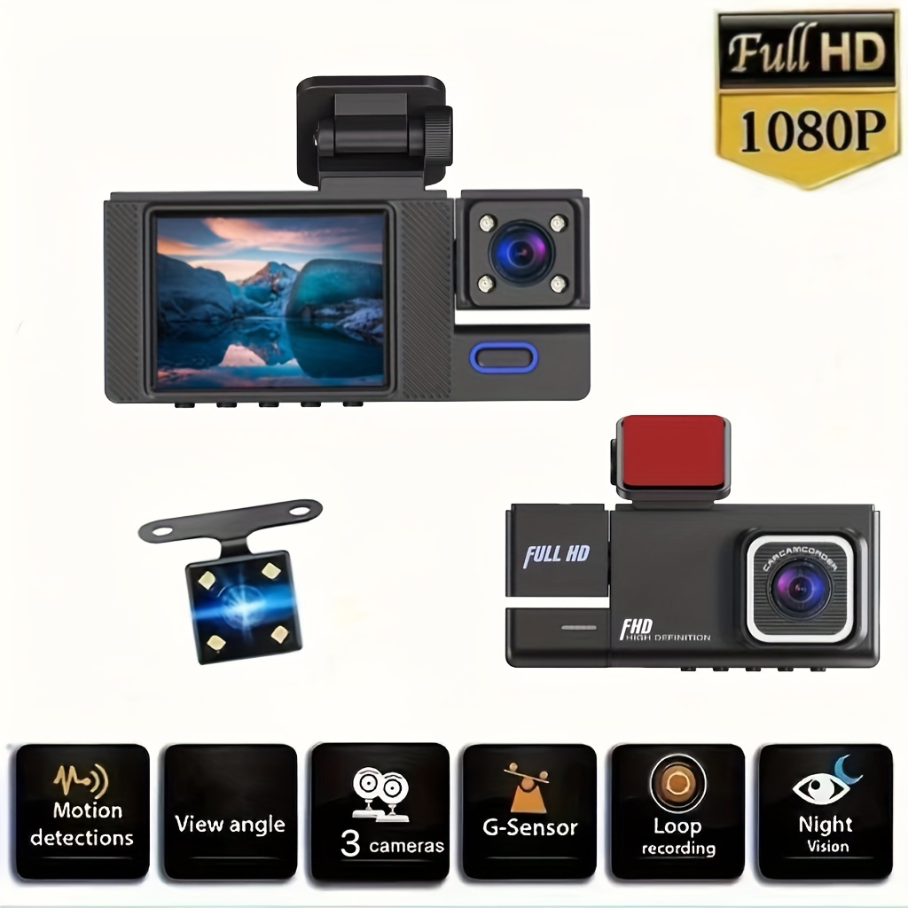 1080p 2 Cameras Dash Cam W/ Ir Night Vision Loop Recording - Temu