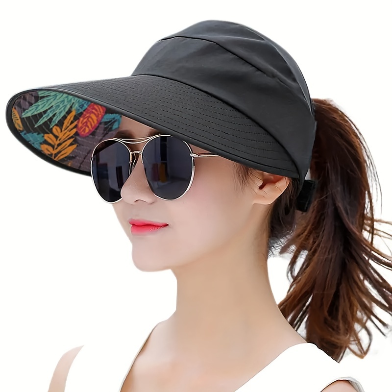 Women Wide Brim Sun Protection Visor Sun Hat, Bucket Hats, Anti-UV Lightweight Breathable Foldable Beach Hat for Outdoor Sport Cycling Drive,Temu