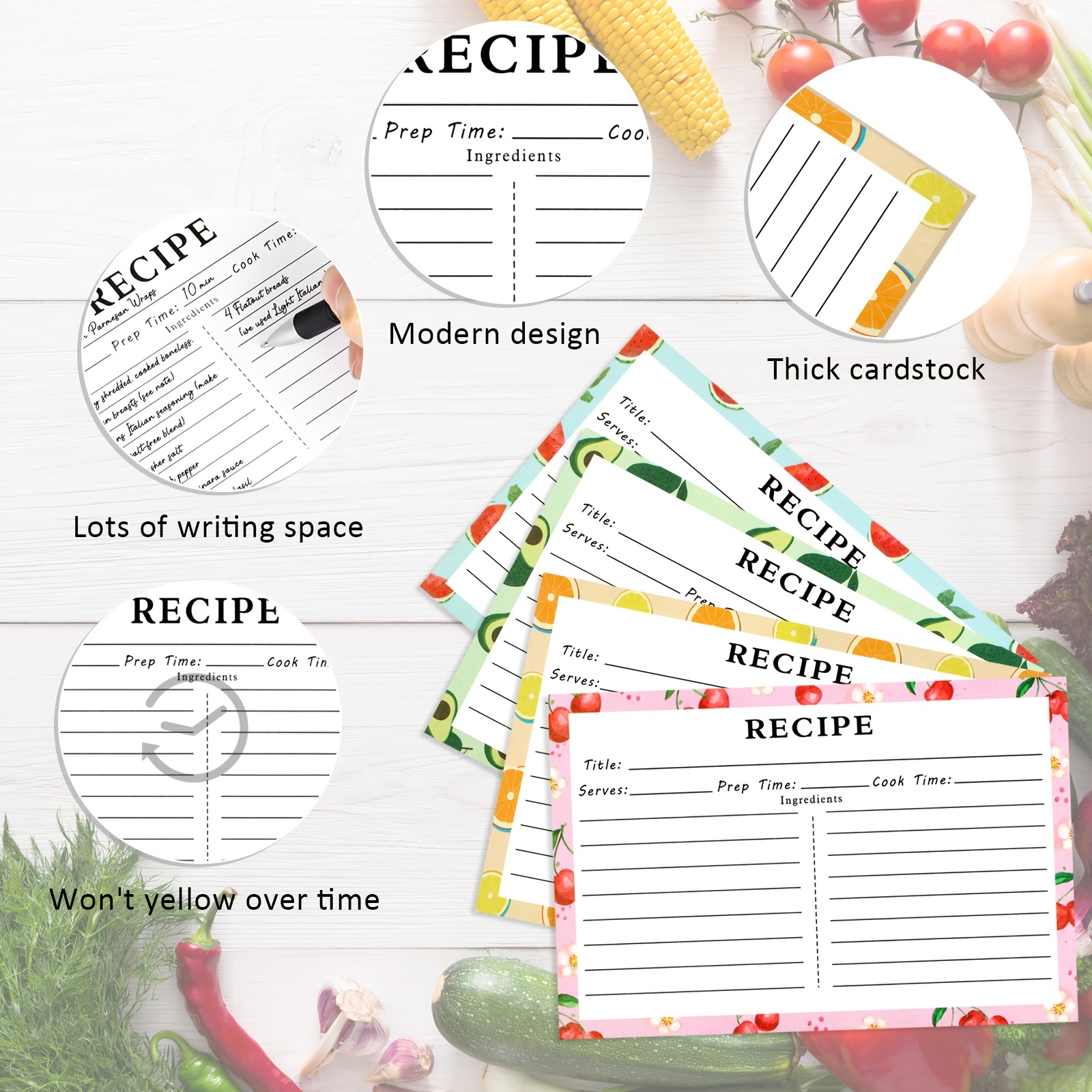 Recipe Cards 4x6double Sided Christmas Design Blank Recipe - Temu