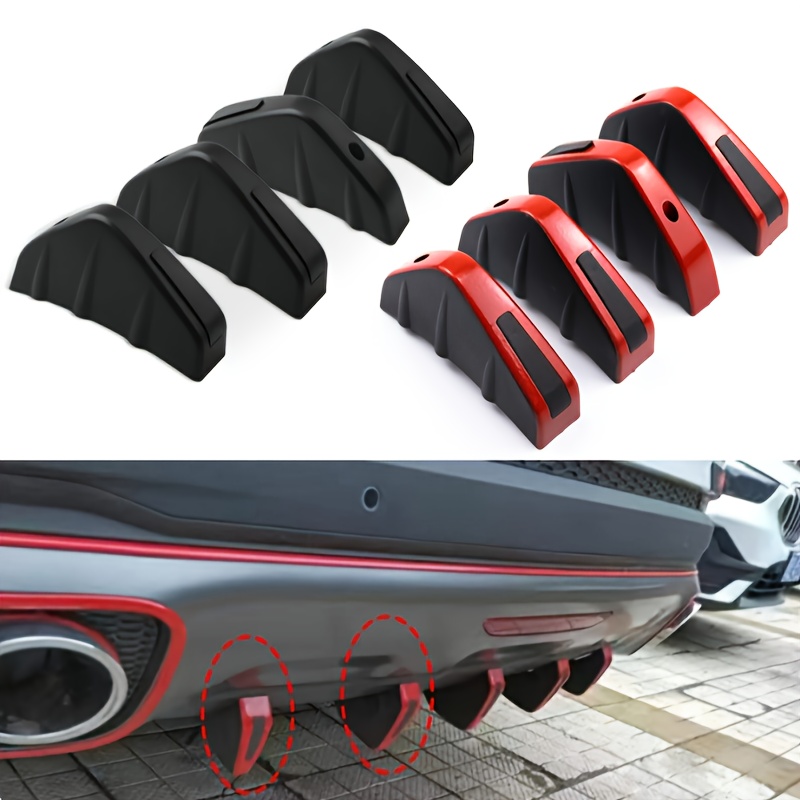 4PCS Curved Car Rear Body Bumper Diffuser Kit Universal Spoiler