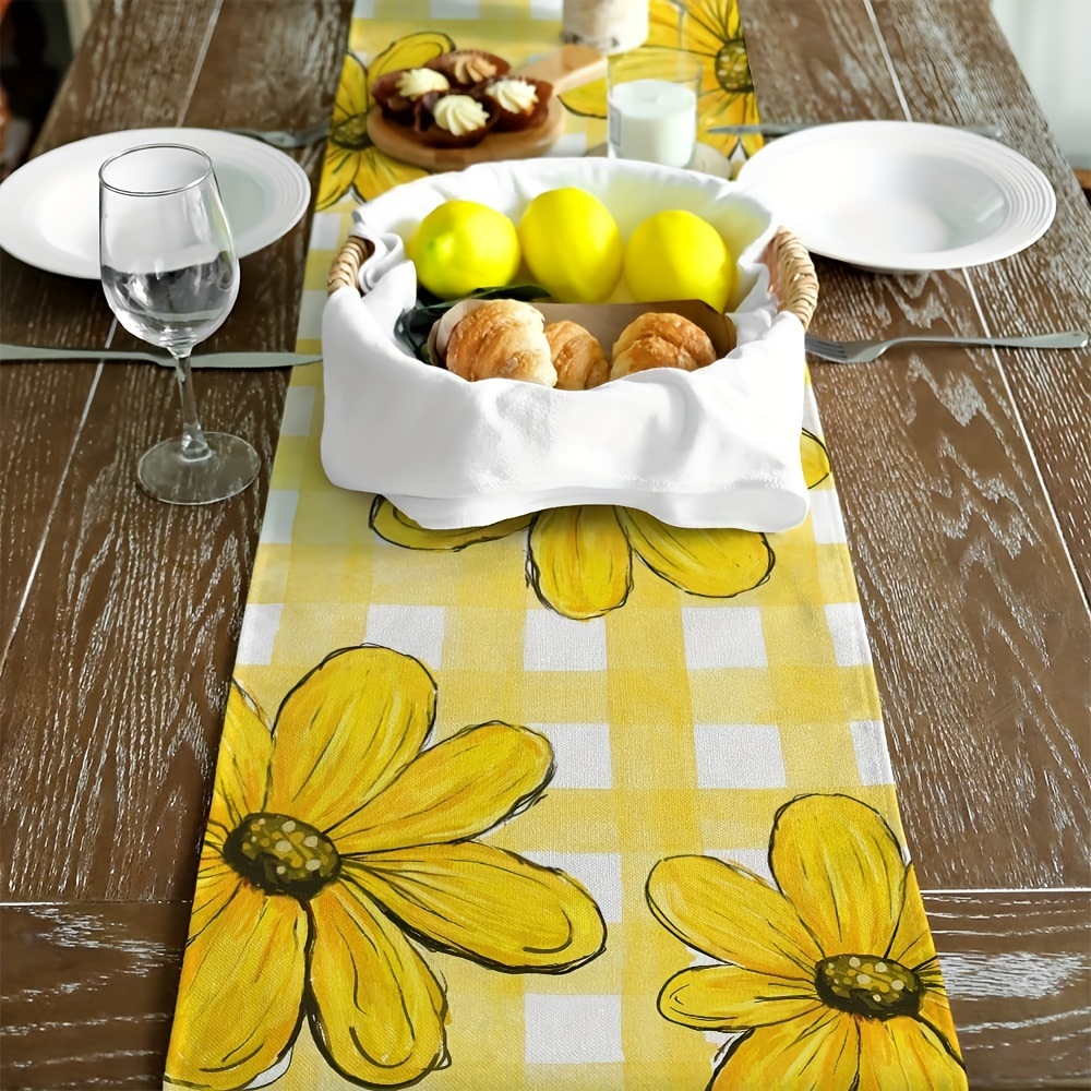 1pc Yellow Gnome Summer Table Runner 72 Bee Honeycomb Spring