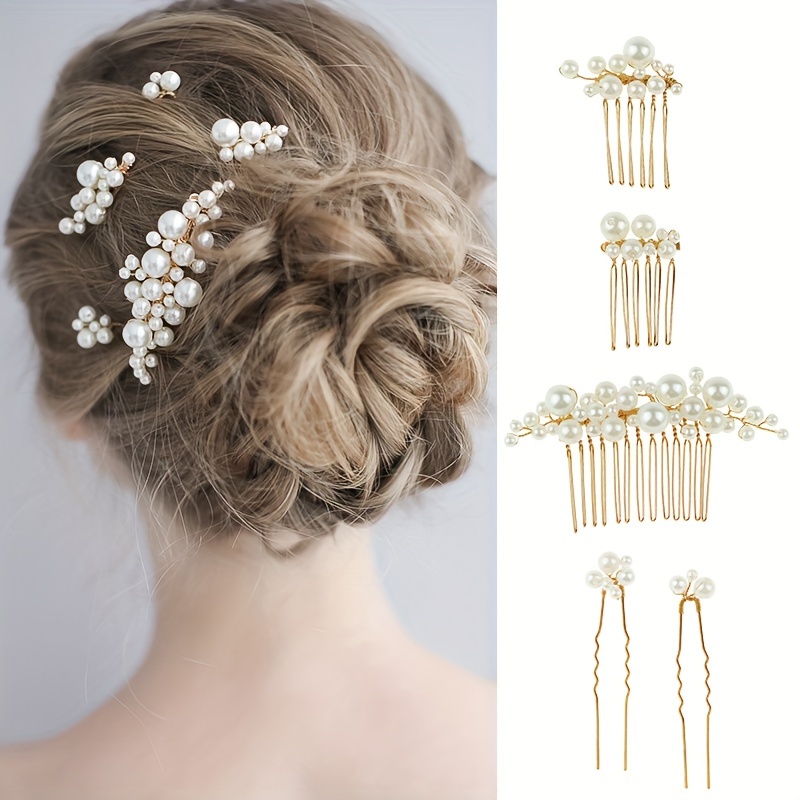 Pearl Rhinestone Hair Accessories Wedding Decorative Hair - Temu