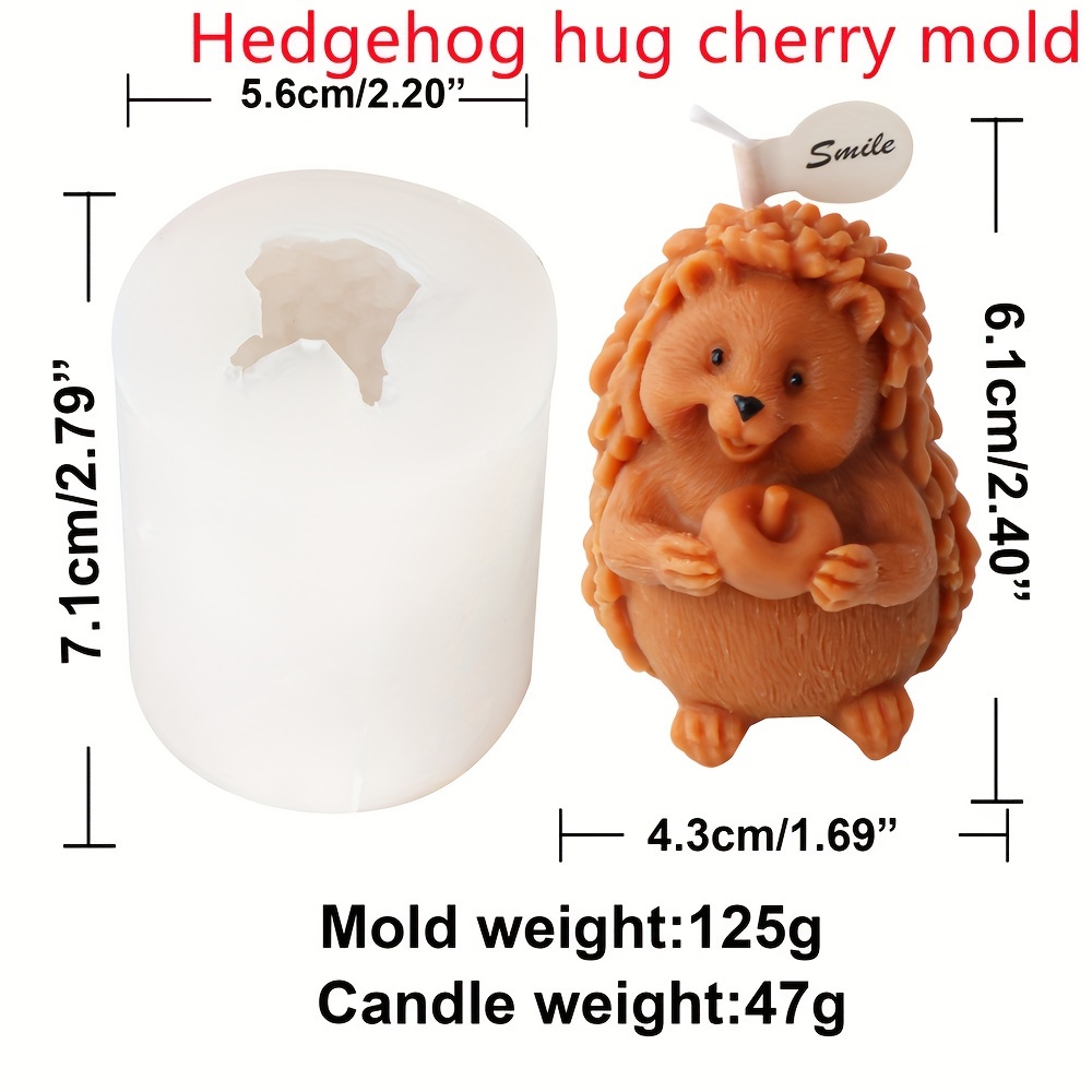 Image of Cute Hedgehog Candle Mold Silicone Animal Hug Mushroom&cherry Soap Resin Craft Plaster Making Kit Handmade Cake Mold Home Decor Gifts