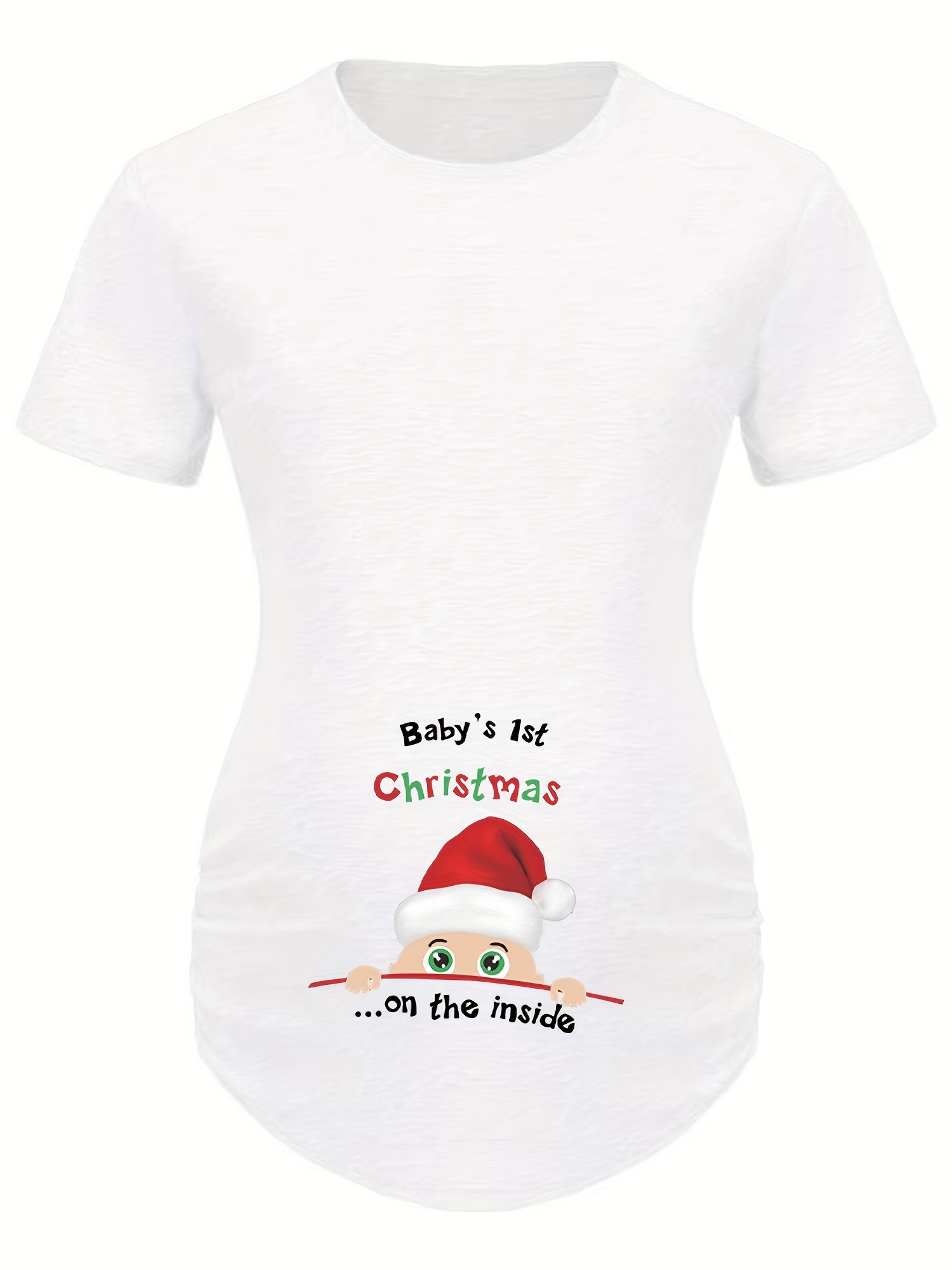 1.ª Blusa Estampado Letras Navideñas Camiseta Maternidad - Temu Chile