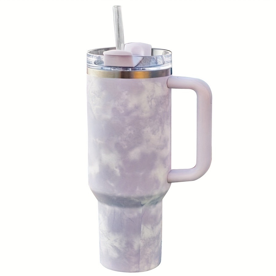 Insulated Tumbler With Handle And Tie Dye Design - Reusable Vacuum