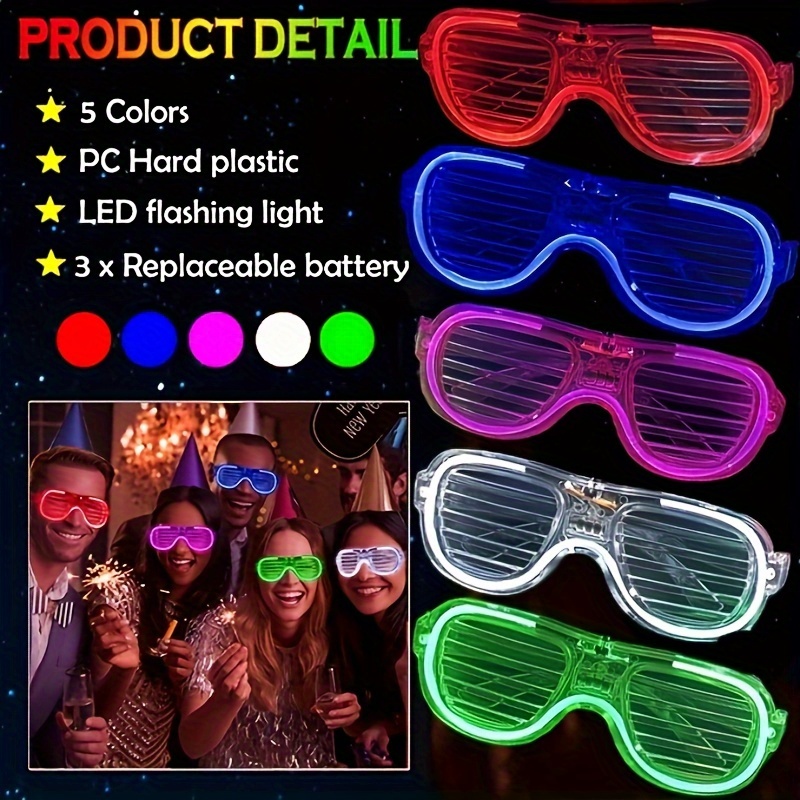 Occhiali luminosi a Led Glow In The Dark occhiali da festa occhiali  luminosi Bar oggetti di scena per feste bagliore fluorescente puntelli per  foto