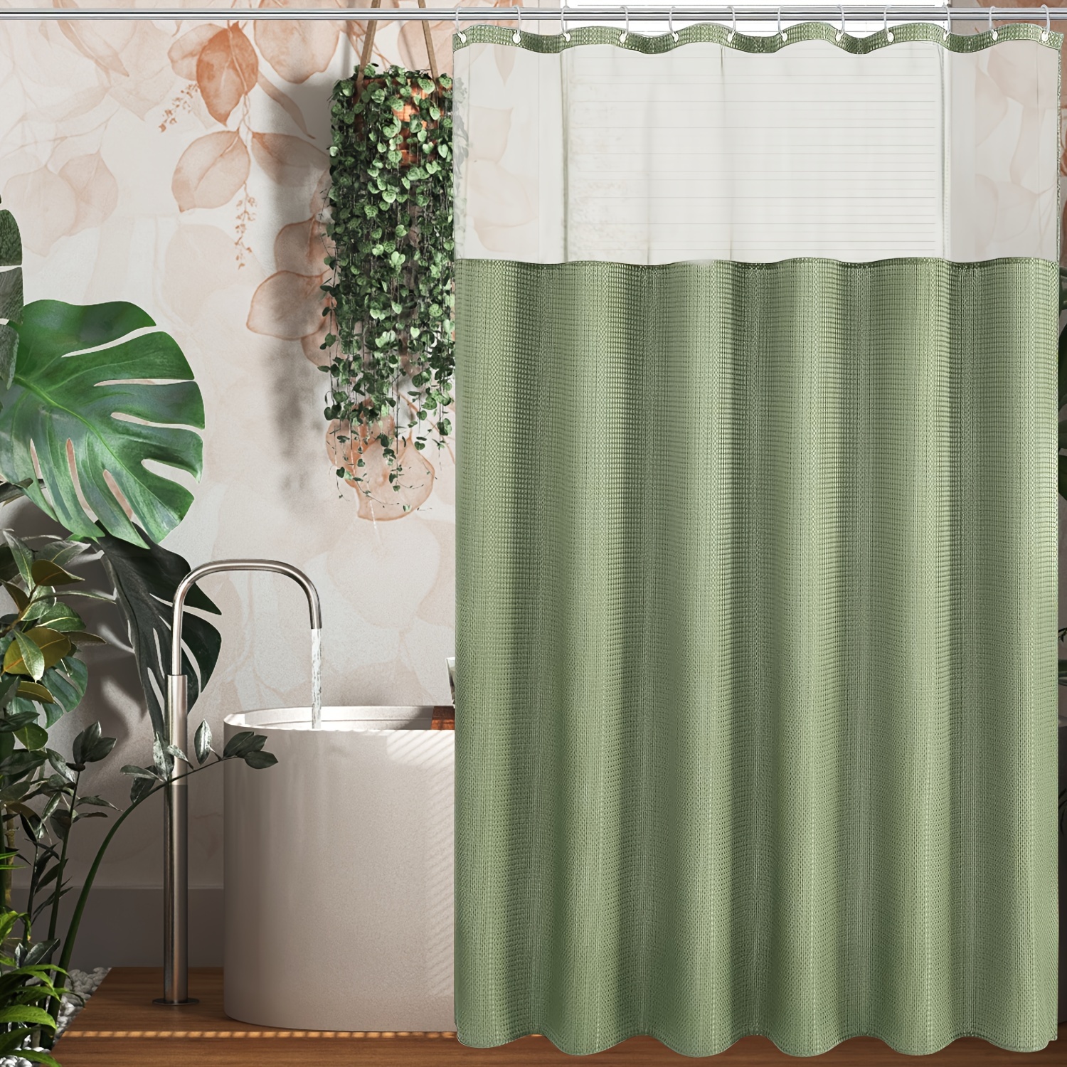 Hookless Shower Curtain Snap On Liner - Temu