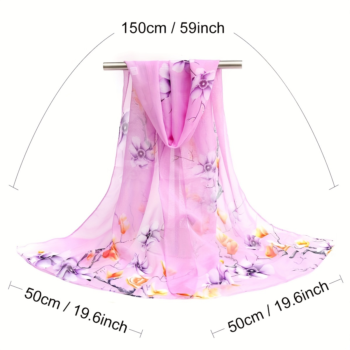 Flower Branch Print Chiffon Scarf Casual Shawl