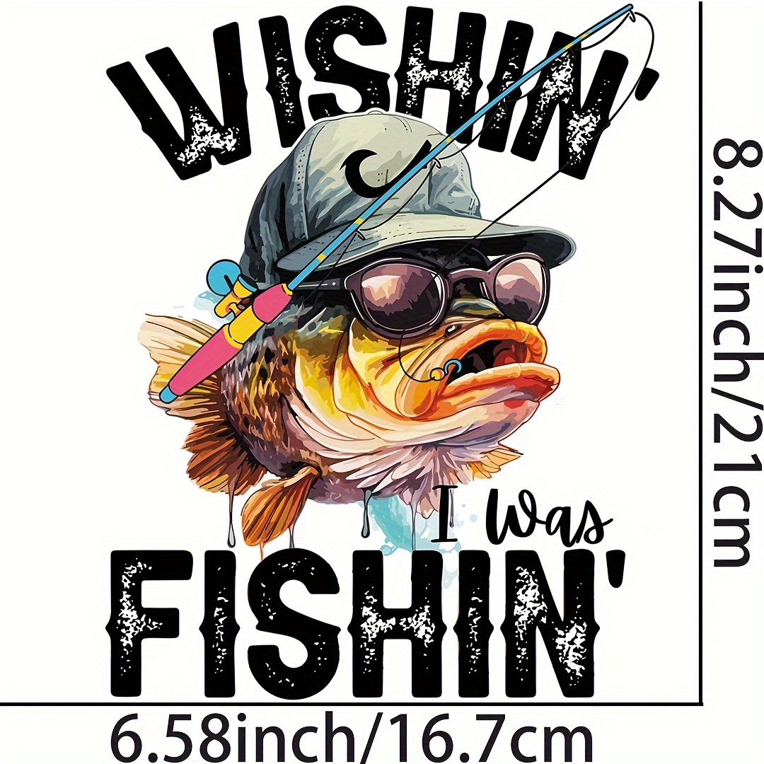 Outdoor Funny Fishing Wishin Fishin Clipart Cartoon Iron - Temu