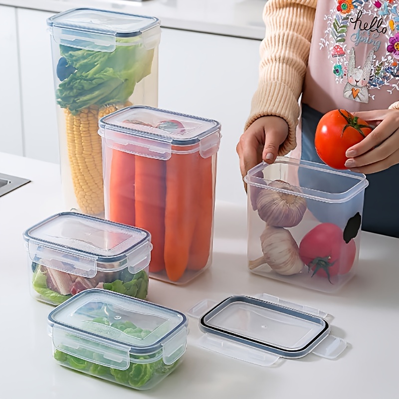 Clear Plastic Food Storage Box With Locking Lid Sealed - Temu