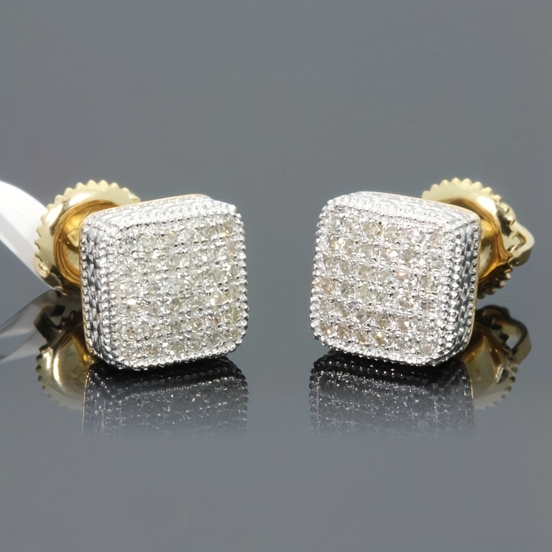 

1pair Fashion Men's Stud Earrings Zircon Micro Earrings Hip Hop Stud Earrings Hip Hop Jewelry
