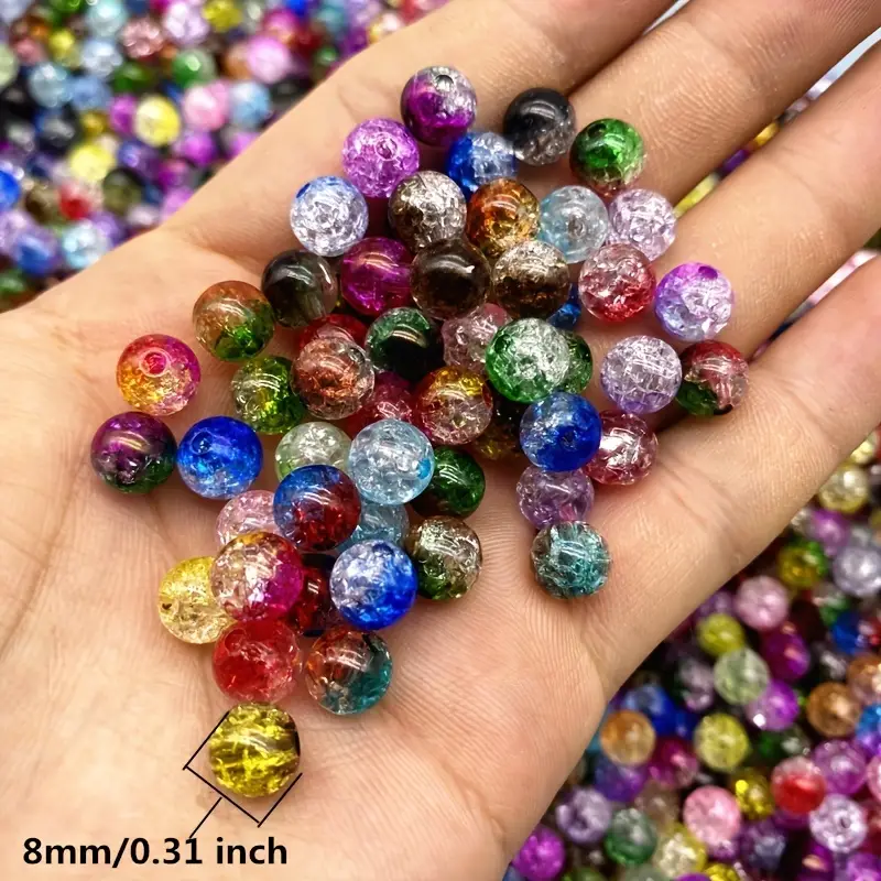 Double Colors Cracked Beads Acrylic Round Beads Loose Spacer - Temu
