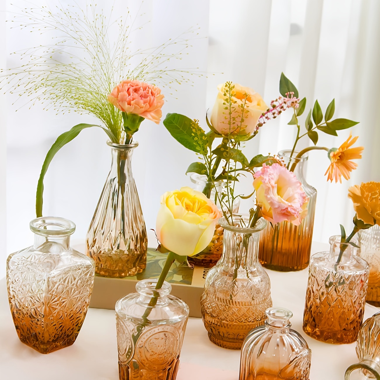 Jennysflowershop Glass Bud Vase Set, Small Glass Vases for Flowers, Bud  Vases for Centerpieces, Rustic Wedding Decor, Spring Flower Set of 3 -   Denmark