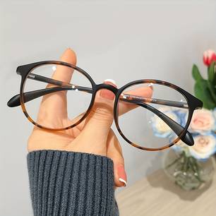 Round Anti Blue Light Fashion Glasses For Women Men Students, Mod Reading Myopia Glasses Spectacles Frame