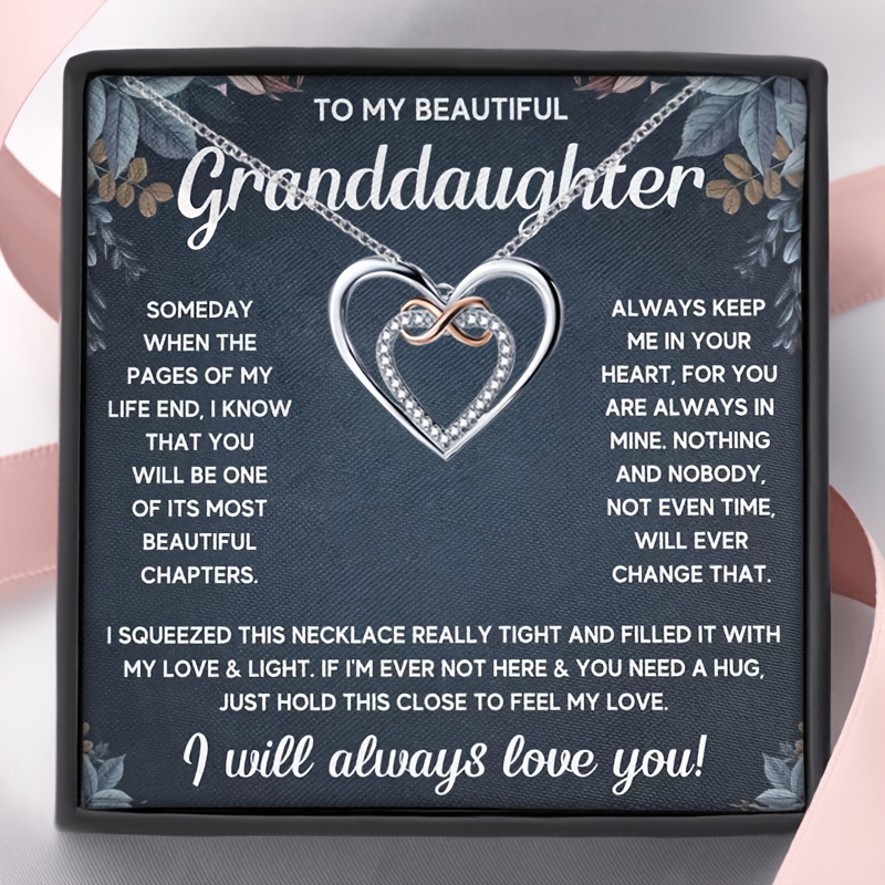 

To My Beautiful Granddaughter Necklace Two- Love Necklace Birthday Gift Holiday Gift With Blessing Card And Gift Box