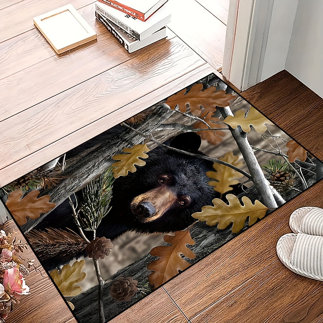 Vintage Black Bear Pattern Floor Mat, Lightweight Non-slip Waterproof And  Stain-proof Mat, Suitable For Living Room, Bedroom, Machine Washable,  Indoor And Outdoor Available, Home Decor, Room Decor, Area Rugs - Temu