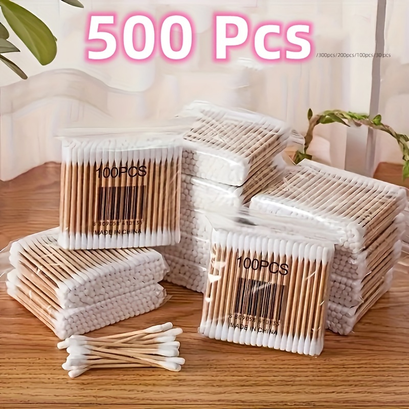 

500/300/200/100/30pcs Cotton Swabs, Double Round Tip Design For Ear Nose Clean, Excellent Beauty Tools For Effective Makeup And Personal Care