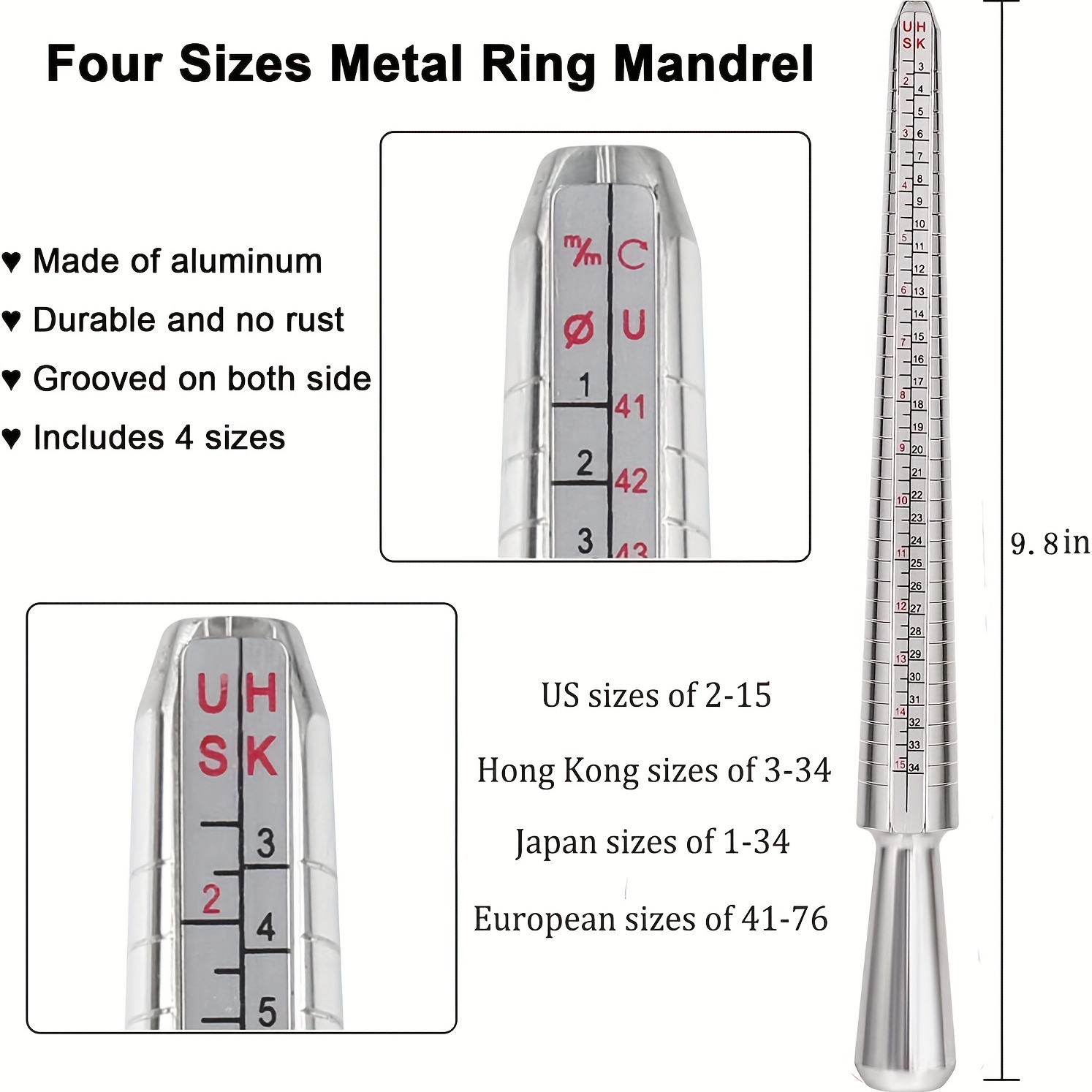 KLONKEE Professional Ring Sizer Tool for Jewelry Making