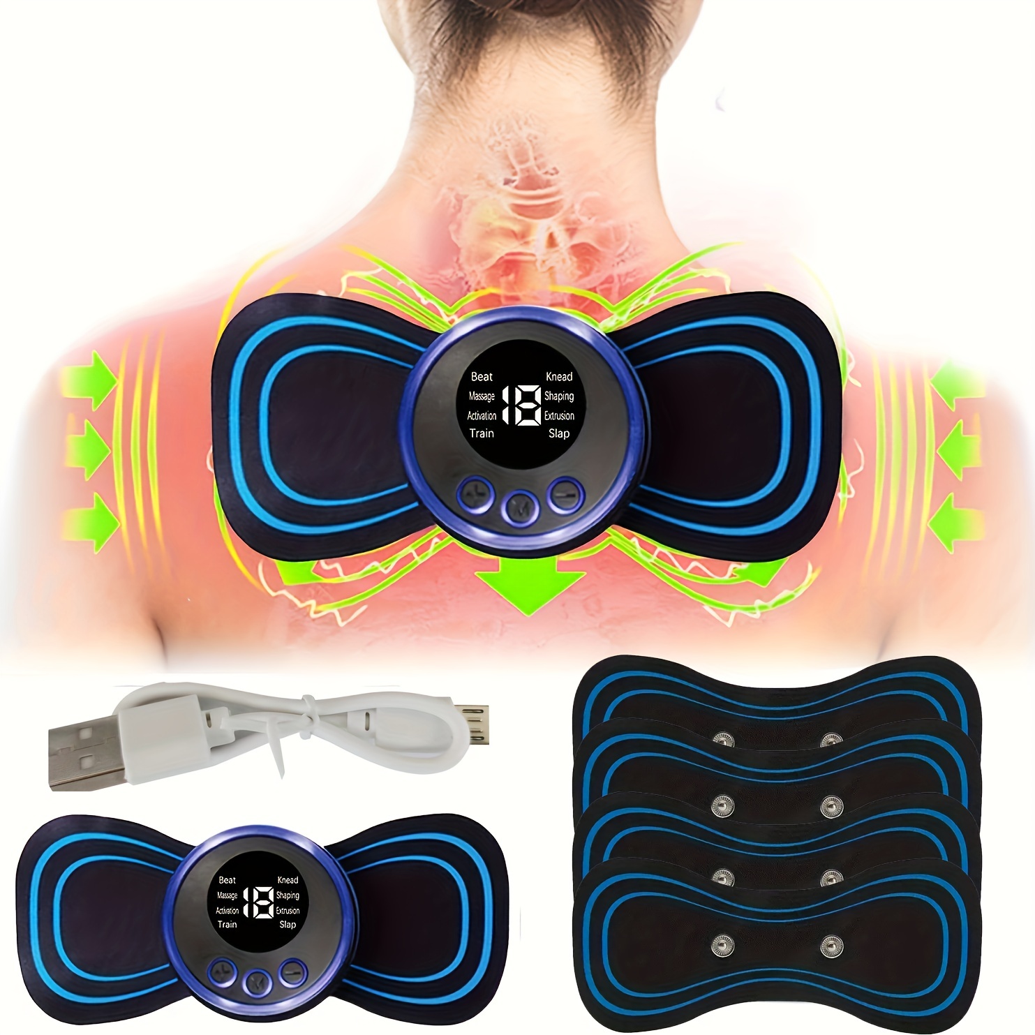 Neck Pulse Massage Patch Ems Electric Therapy Mini Massager Shoulder & Neck  Intelligent Electric Neck Massager