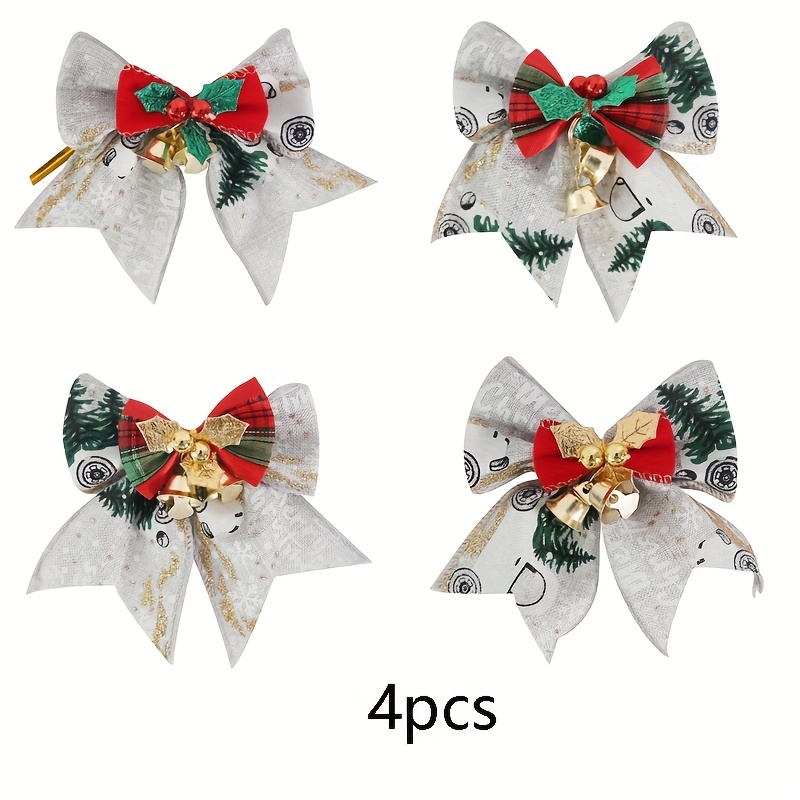 Golden christmas bells with ribbon bow hanging Vector Image