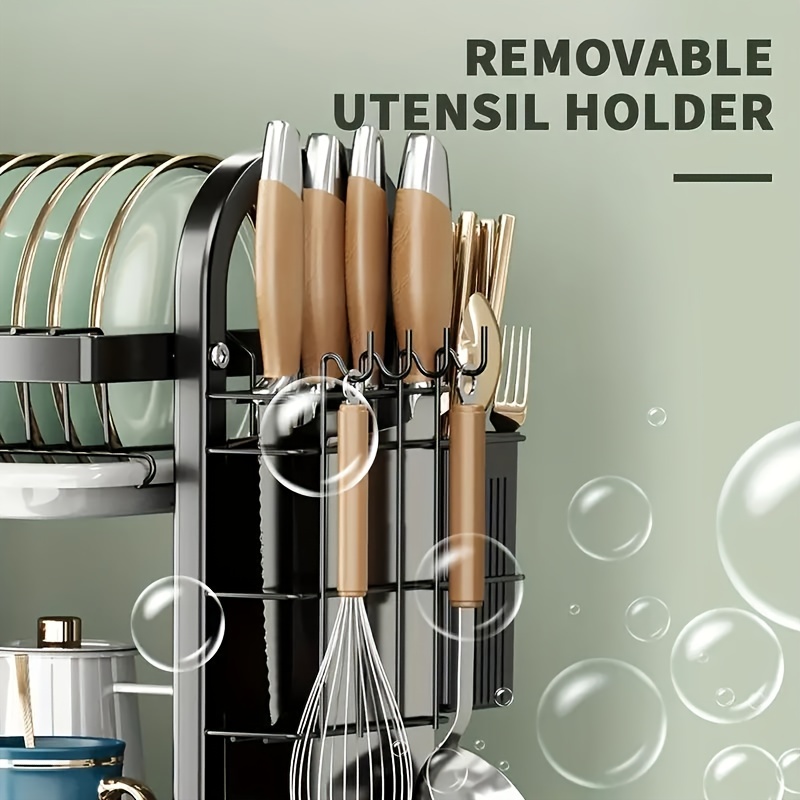 Dish Drainer Set with Utensils Holder, Large Capacity Dish