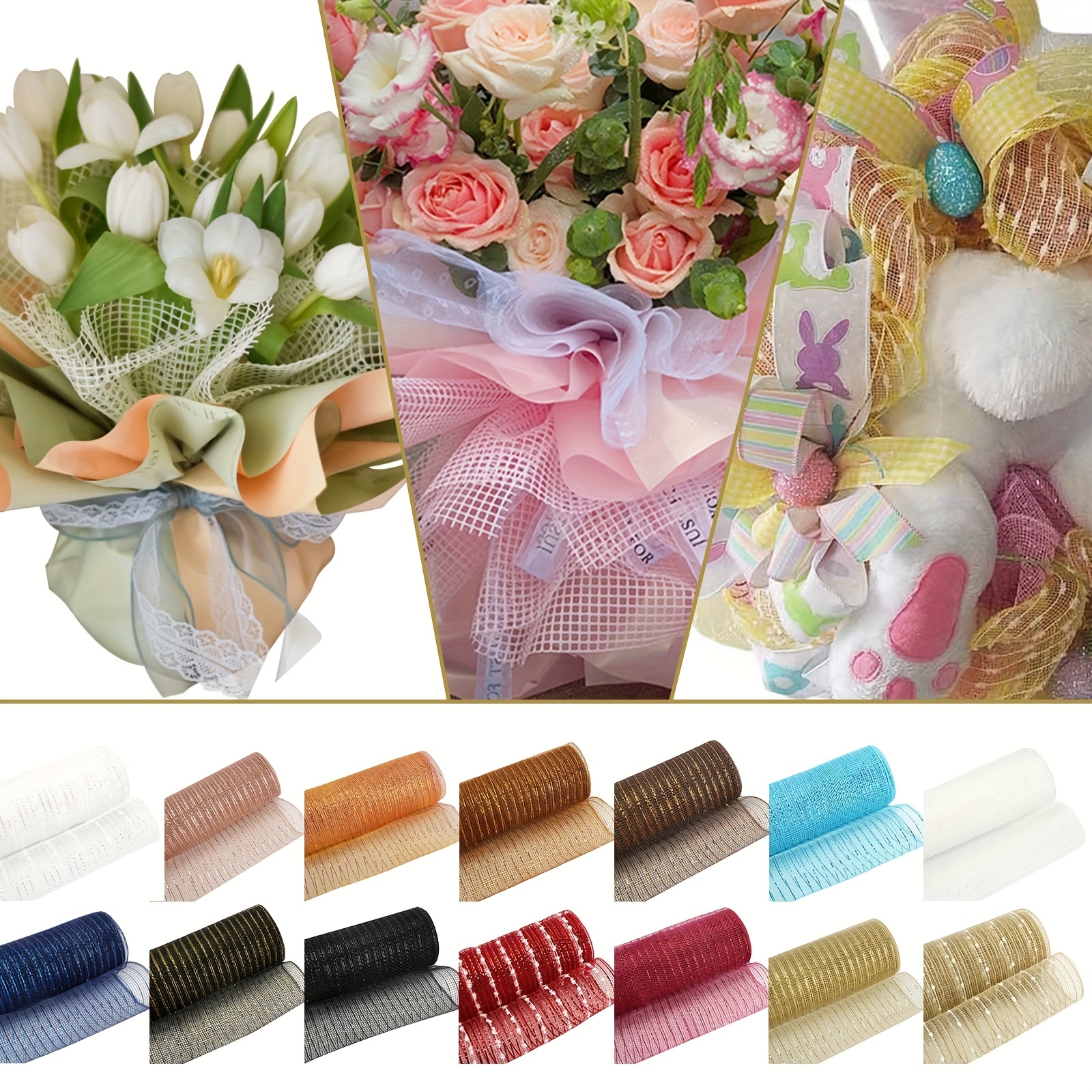 Shiny Mesh Silk Ribbon Roll For Flower Bouquet & Gift Wrapping For Flower  Bouquet & Gift Wrapping