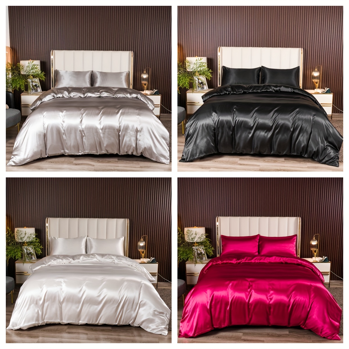 Satin Pillow Cases Solid Color Bedding Silky Soft Breathable - Temu