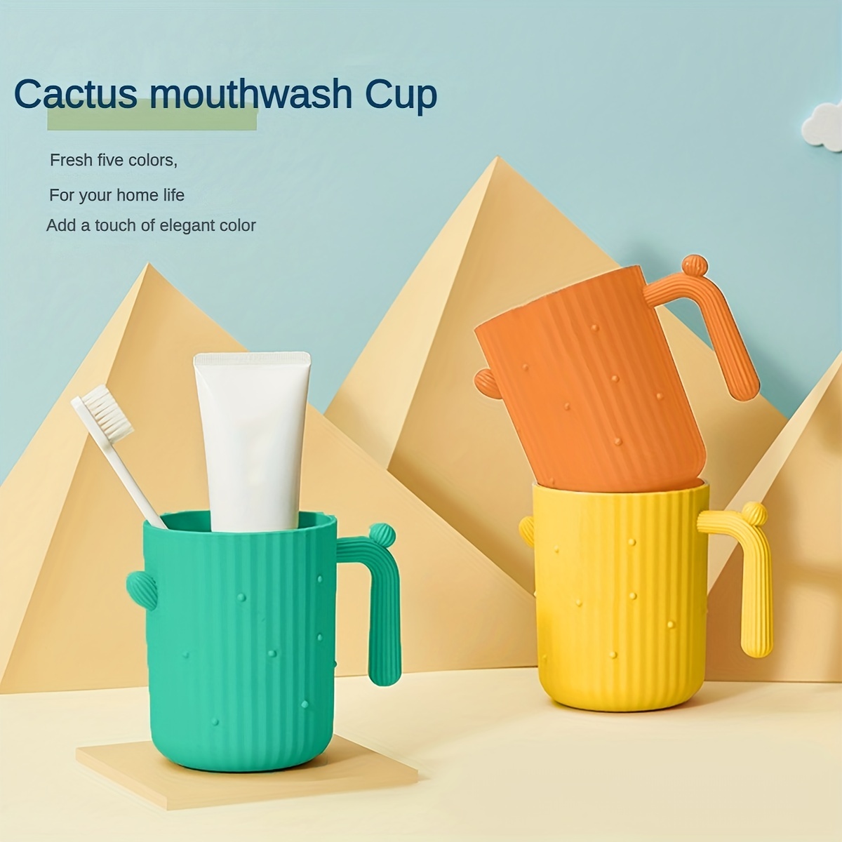 Cactus Mouthwash Cup Bathroom Tumbler Gargling Toothbrushing Solid Unique Decor