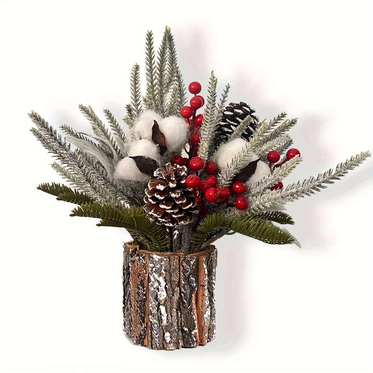 5/10pcs Artificial Pine Cone Picks,Red Berry Needle Stems,Pine Branches  Evergreen Christmas Decor, Christmas Tree And Gift Decorations, Handmade  Pine