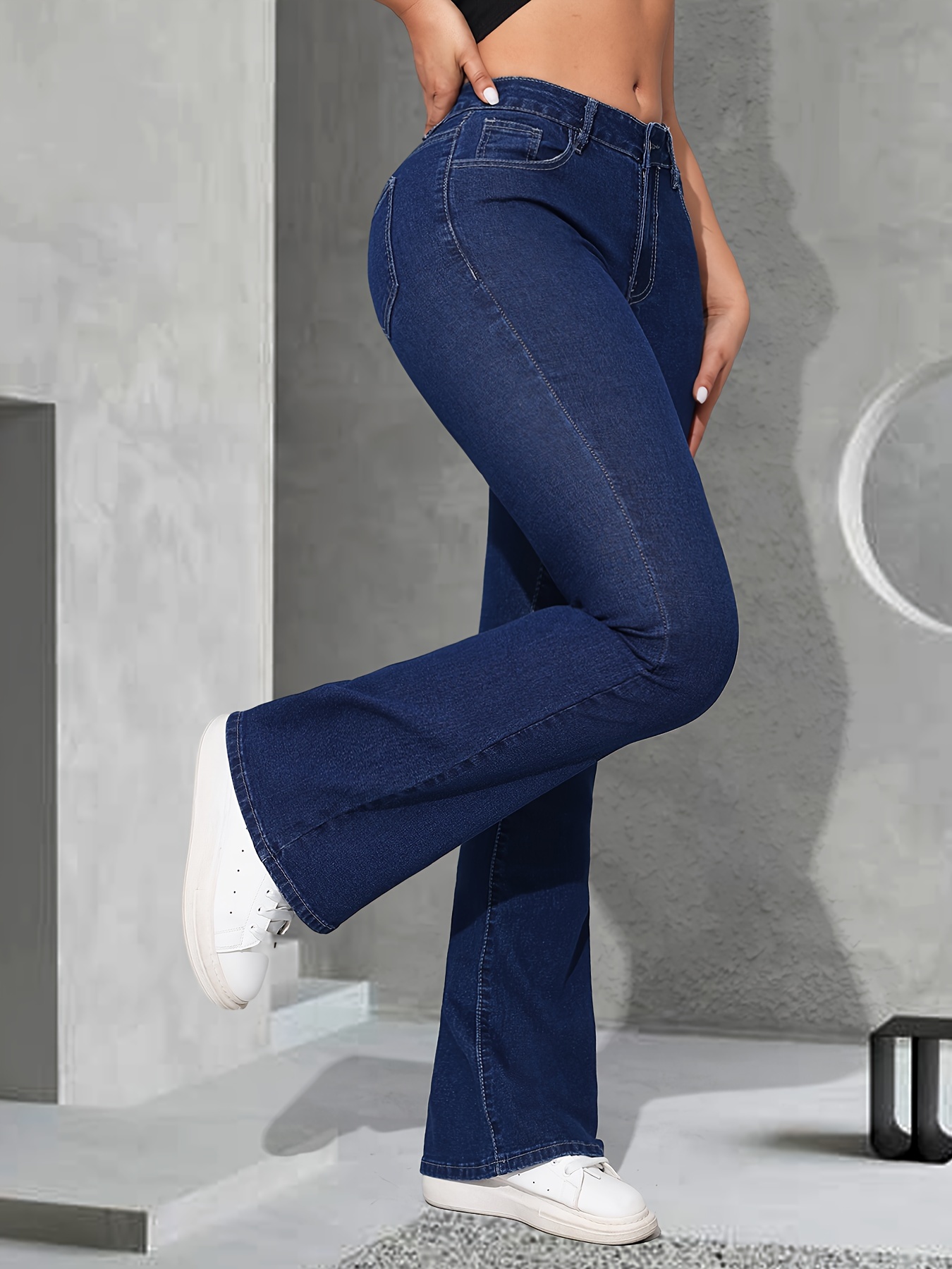 High Waist Casual Flare Jeans Bell Bottom Slim Fit Slant - Temu