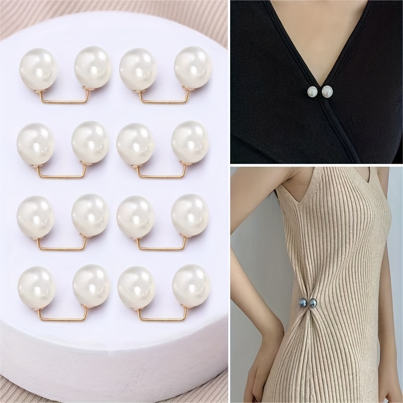 4pcs/set Pearl Brooches For Women, Used As Clothing Buckles For