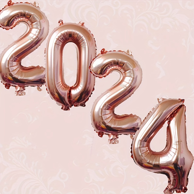 Golden 2024 Number Foil Balloon Set New Year Decor - Temu