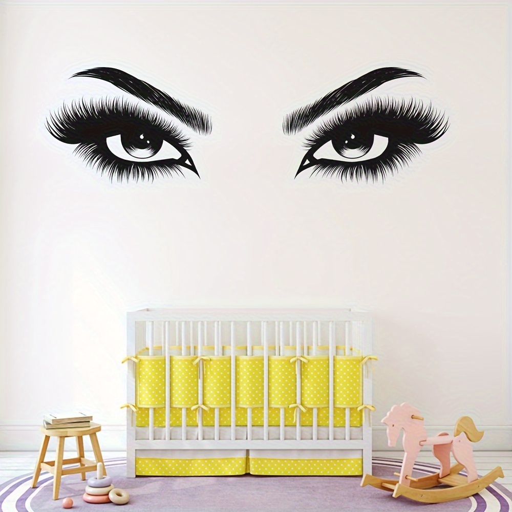 1pc Sticker, Eyelash Pattern Self-adhesive Wall Stickers, Entryway Living Room Porch Home Decoration Wall Stickers, Wall Decor Decals