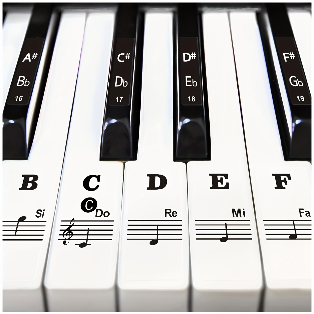 Piano Keyboard Stickers For 88/61/54/49/37 Key, Bold Large Letter Piano  Stickers For Learning, Removable Piano Keyboard Letters, Notes Label For