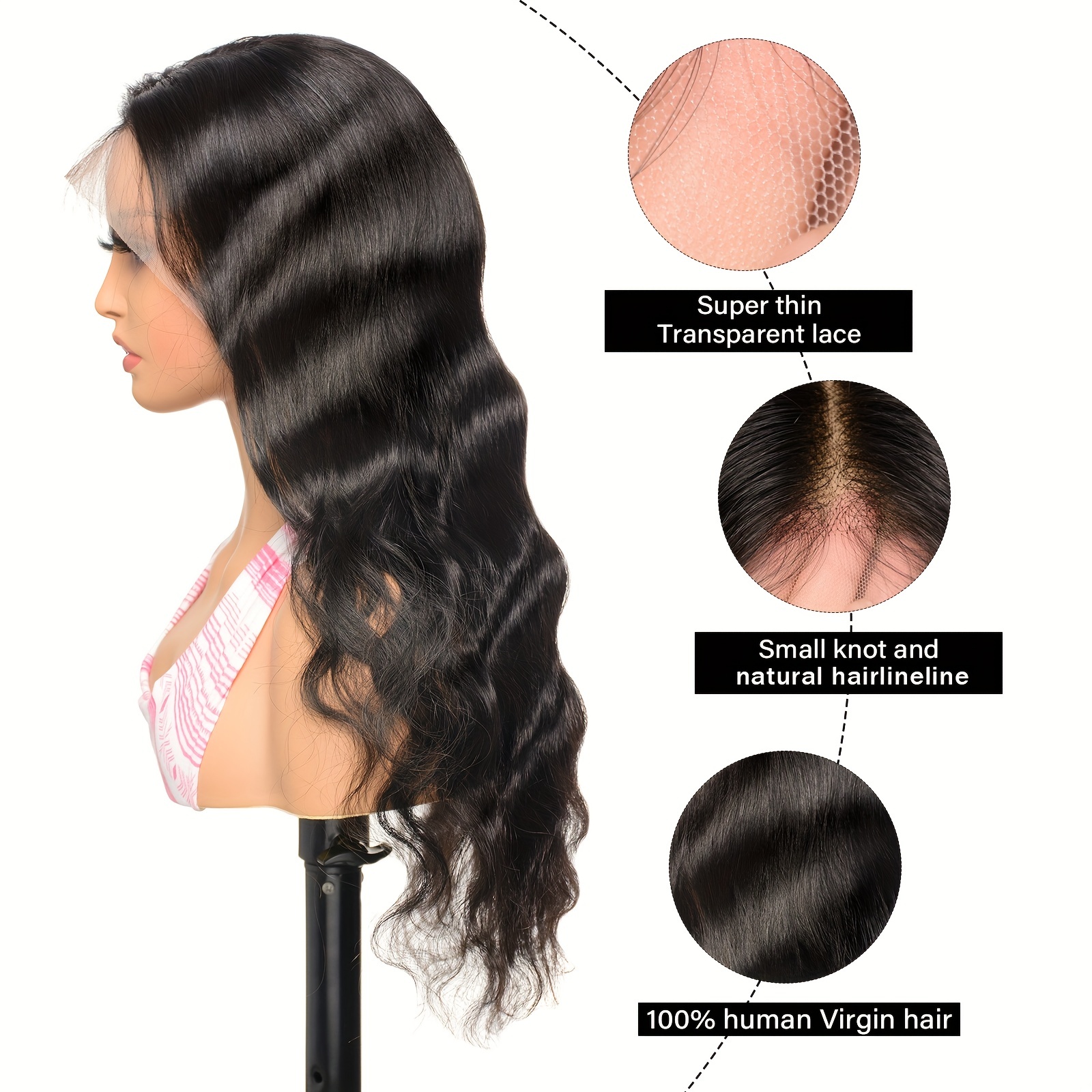 Body Wave 13x6 Lace Frontal Closure With Baby Hair Pre Plucked Frontal  Transparent HD Lace Closure Virgin Human Hair Closure for Making Wigs 180%