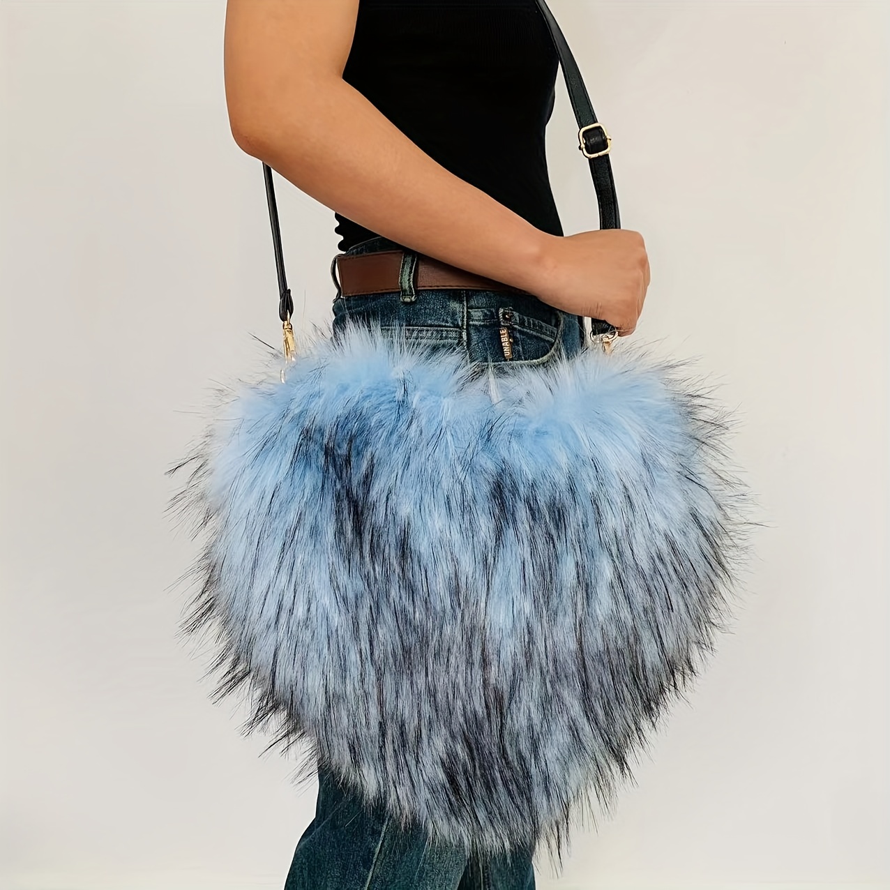Heart shaped Plush Bag Women Small Handbags Fluffy Ladies - Temu