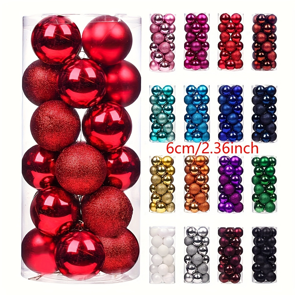 

24pcs 2.36inch Christmas Balls Ornaments For Xmas Christmas Tree Shatterproof Christmas Tree Decorations Hanging Ball For Holiday Wedding Party Decoration