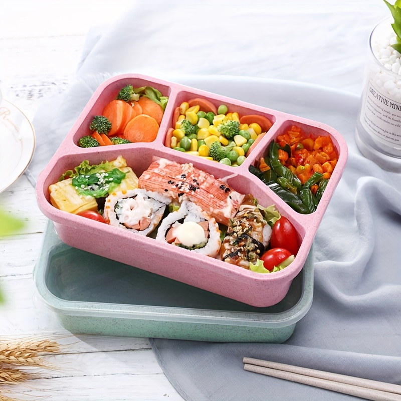 Homestockplus Versatile Large Bento Box, 2045ml Wheat Straw Leak-Proof  Lunch Bento Box 5-Compartment Lunch Container, Lunch Box for Over 8 years  old