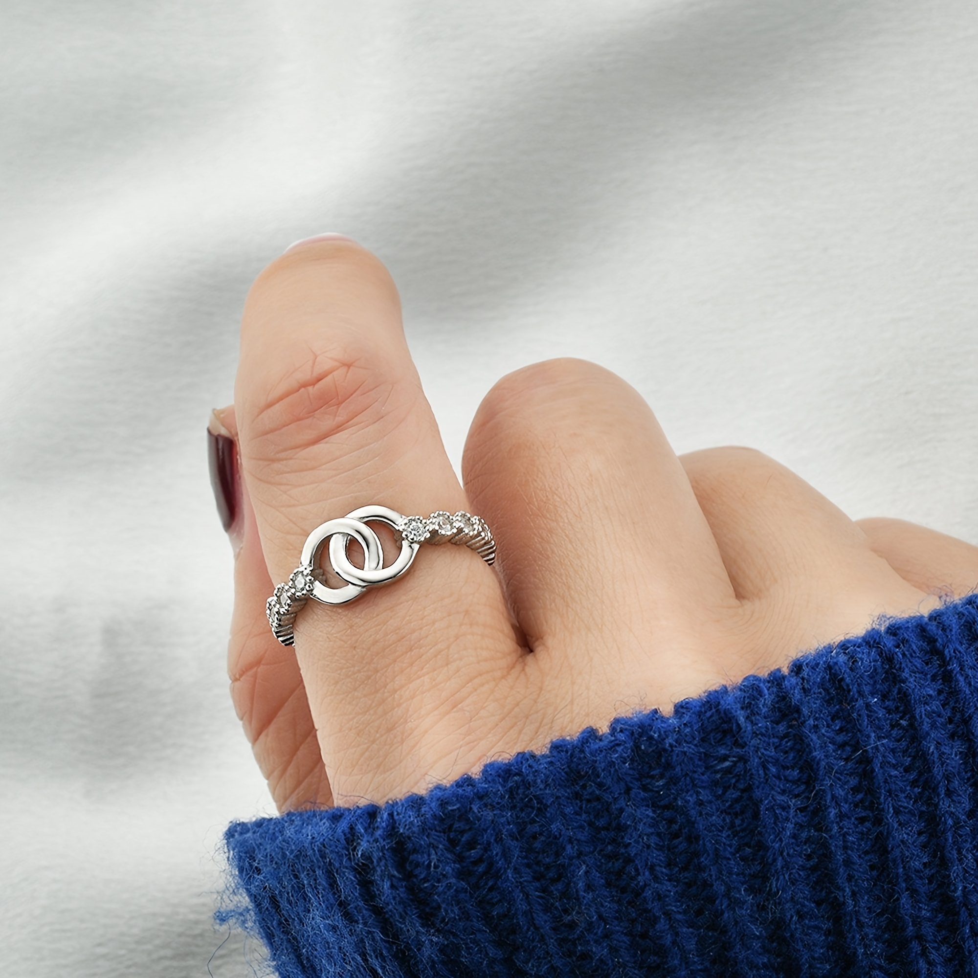Mother & Daughter Forever Linked Pave Interlocking Ring, Gift