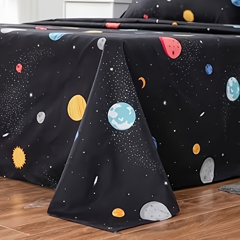 Fitted Sheet Set Outer Space Bed Sheets Starry Sky Galaxy - Temu