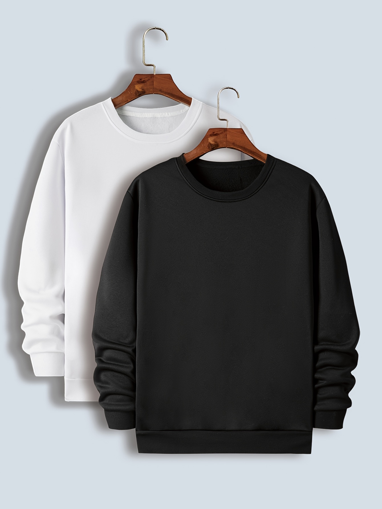 2Pcs *'s Oversized Fashion Causal Crew Neck Sweatshirt, Solid Sweatshirt  For Spring/autumn *'s Clothing, Plus Size