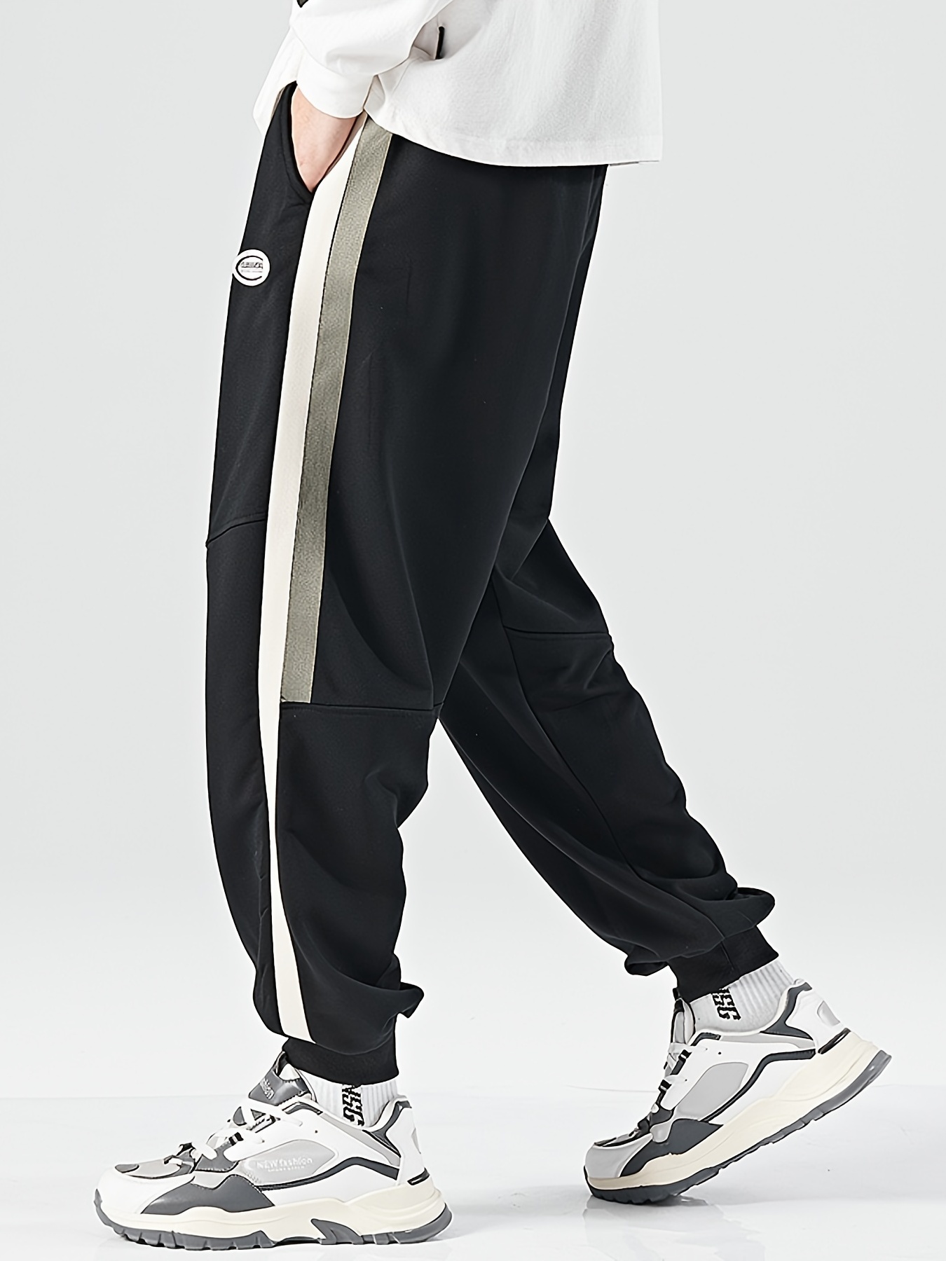 Plus Size Trendy Letter Pattern Casual Sports Trousers Men's - Temu