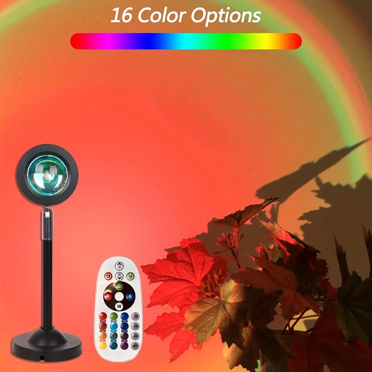

1pc 16 Colors Sunset Projection Light, Usb Remote Control Color Changing Led Light, Home Bedroom Atmosphere Decorative Light, Photography Background Wall