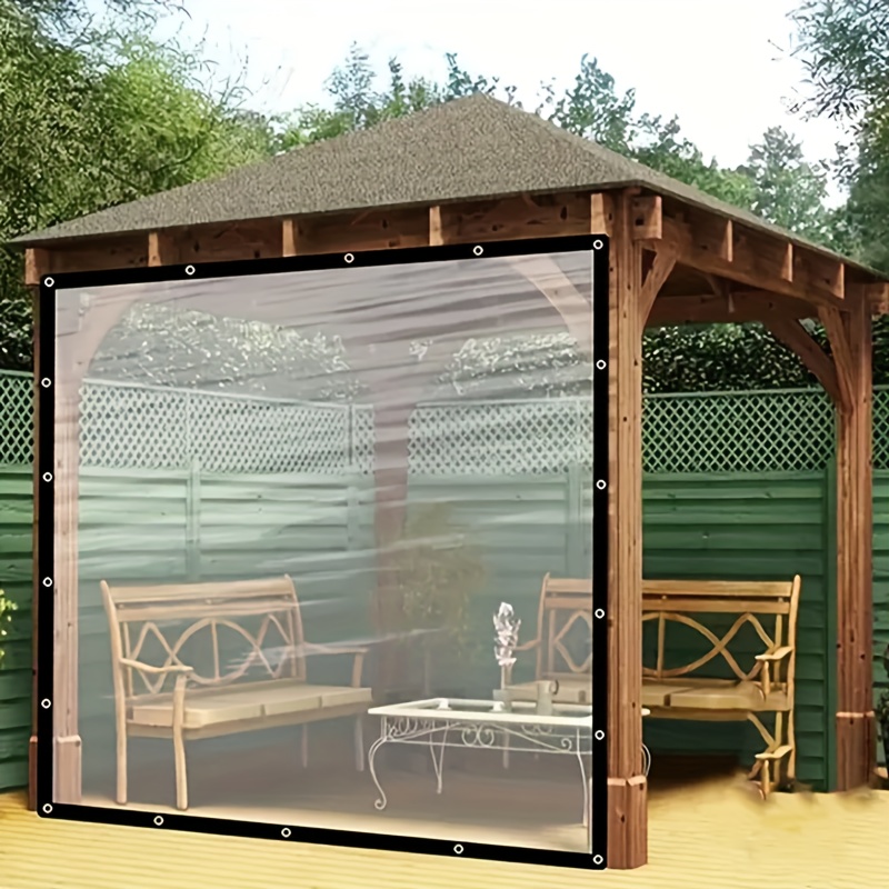 Lona transparente para exteriores, lona impermeable rectangular, con ojales  y cuerda elástica, cortinas de lona de plástico, para terrazas, jardín