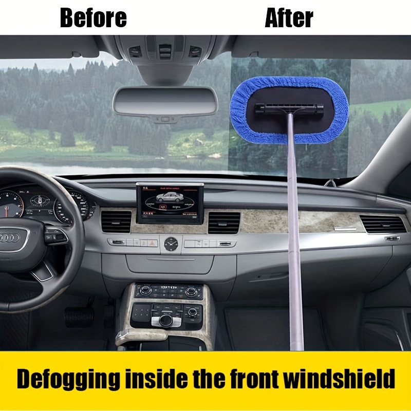 1 Windshield Cleaning Tool With Long Handle Microfiber Car - Temu