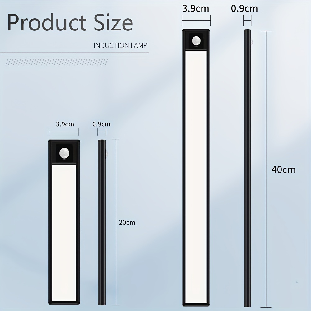 Tira de Luz LED Recargable USB 40cm 2W Negra con Sensor de