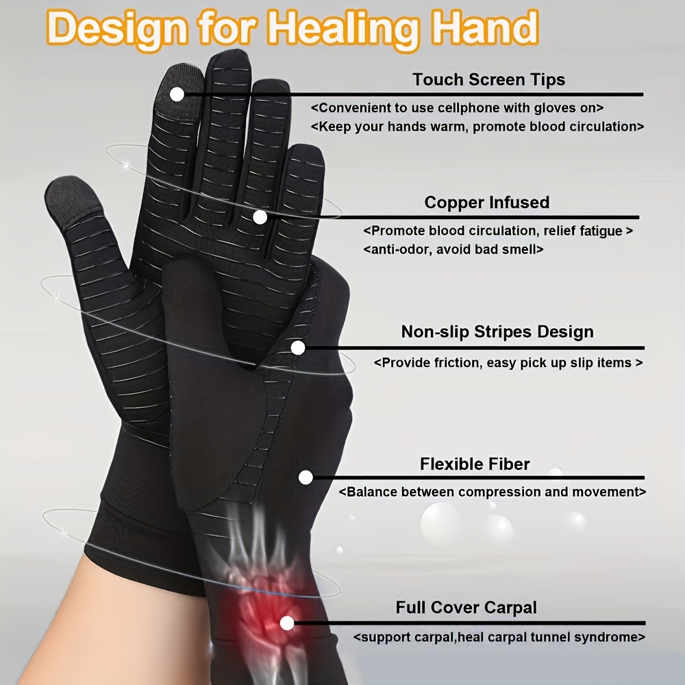 Guantes de compresión para artritis de cobre Full Hand por Copper Heal