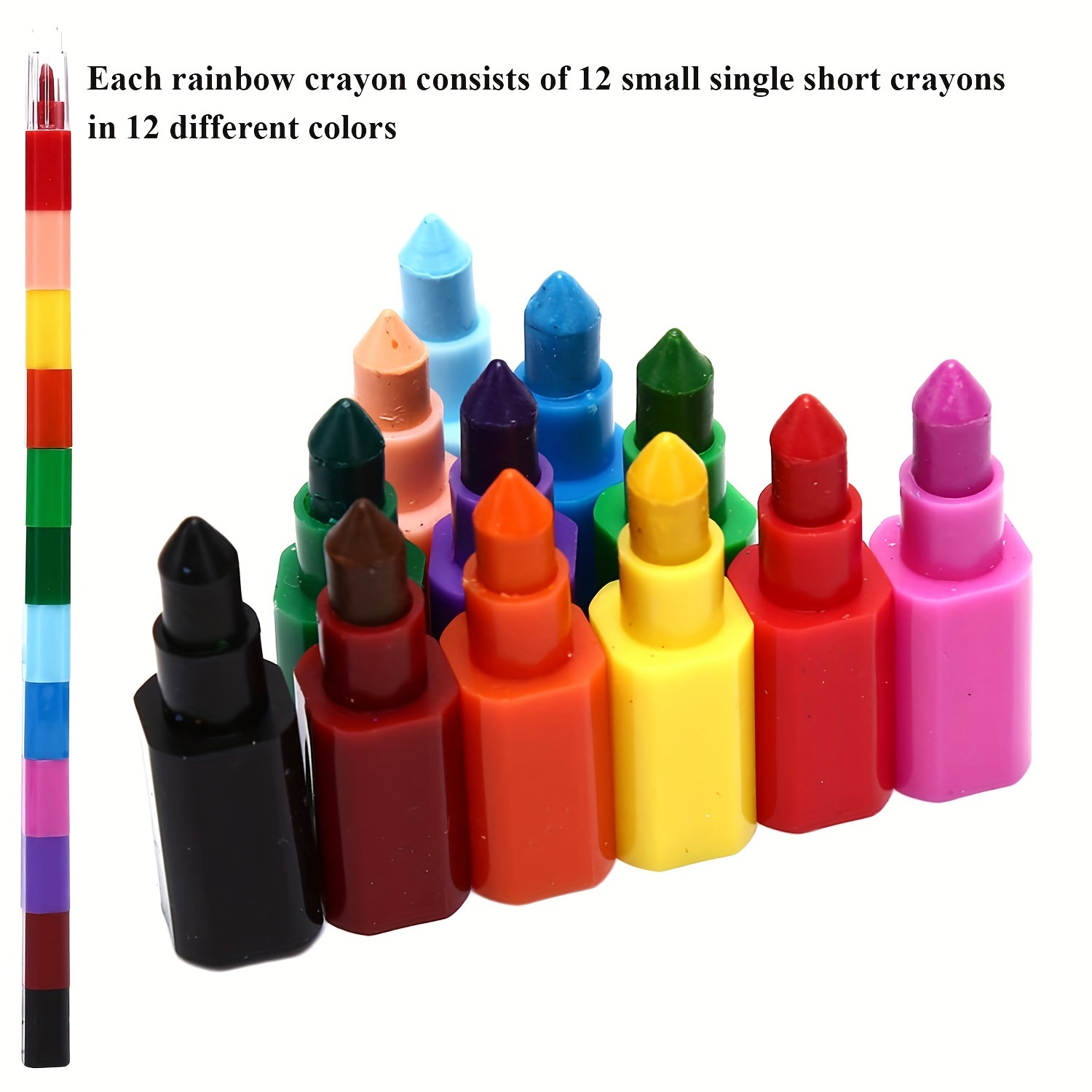 12Pcs Buildable Crayons Colorful Crayon Stacking Crayons for Kid